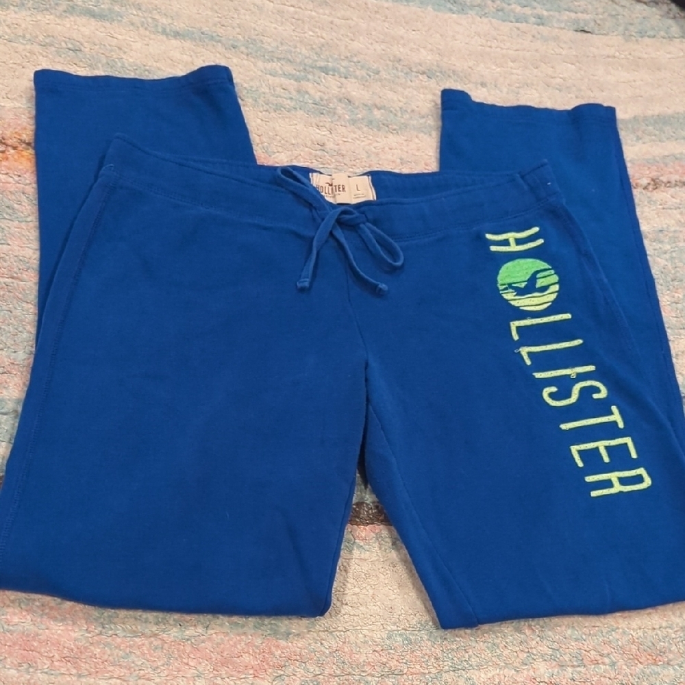 Y2k Hollister Spellout Straight Pants Blue 2000's Depop Low Rise Lounge Comfy - Picture 3 of 11